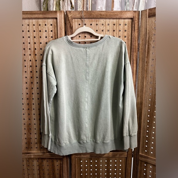 GUC EASEL Mineral Wash Smiley Happy Face Pullover (Seafoam) Cotton sweatshirt - Picture 5 of 5